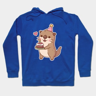 Cute Otter With Birthday Cake Hoodie